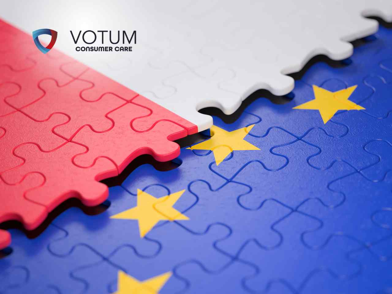 opinia-rzecznika-generalnego-tsue-sankcja-kredytu-darmowego VOTUM Consumer Care logo over a puzzle image of Poland’s flag pieces fitting with the European Union flag